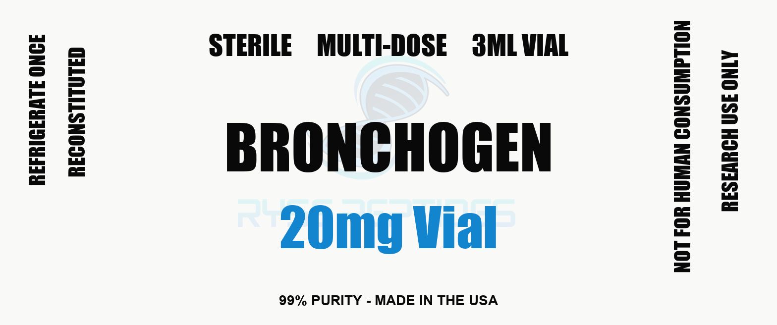 Bronchogen 20mg Vial research compound label - Ryse Peptides