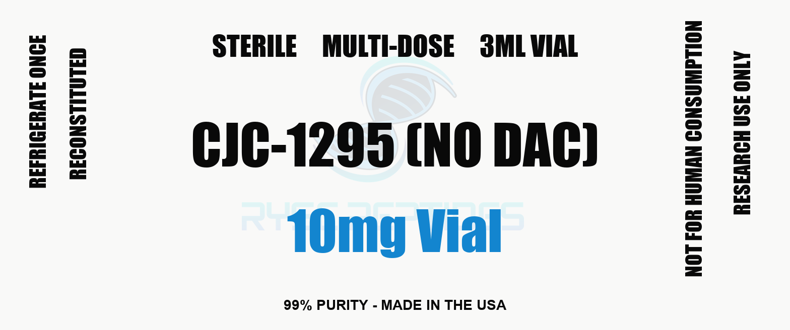 CJC-1295 (No DAC) 10mg Vial research compound label - Ryse Peptides
