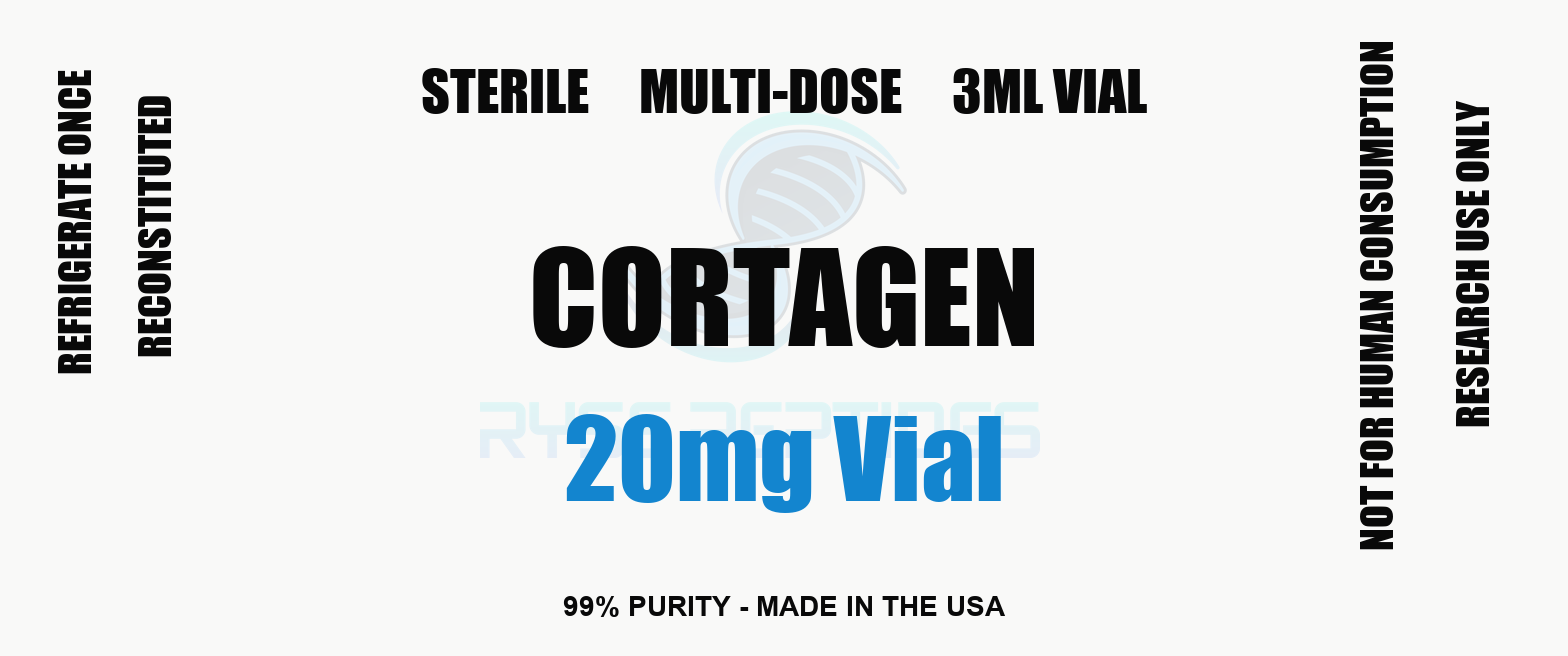 Cortagen 20mg Vial research compound label - Ryse Peptides