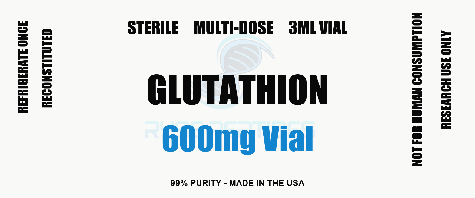 Glutathion 600mg Vial research compound label - Ryse Peptides
