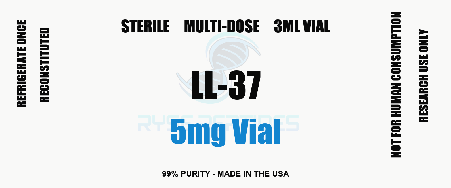 LL-37 5mg Vial research compound label - Ryse Peptides