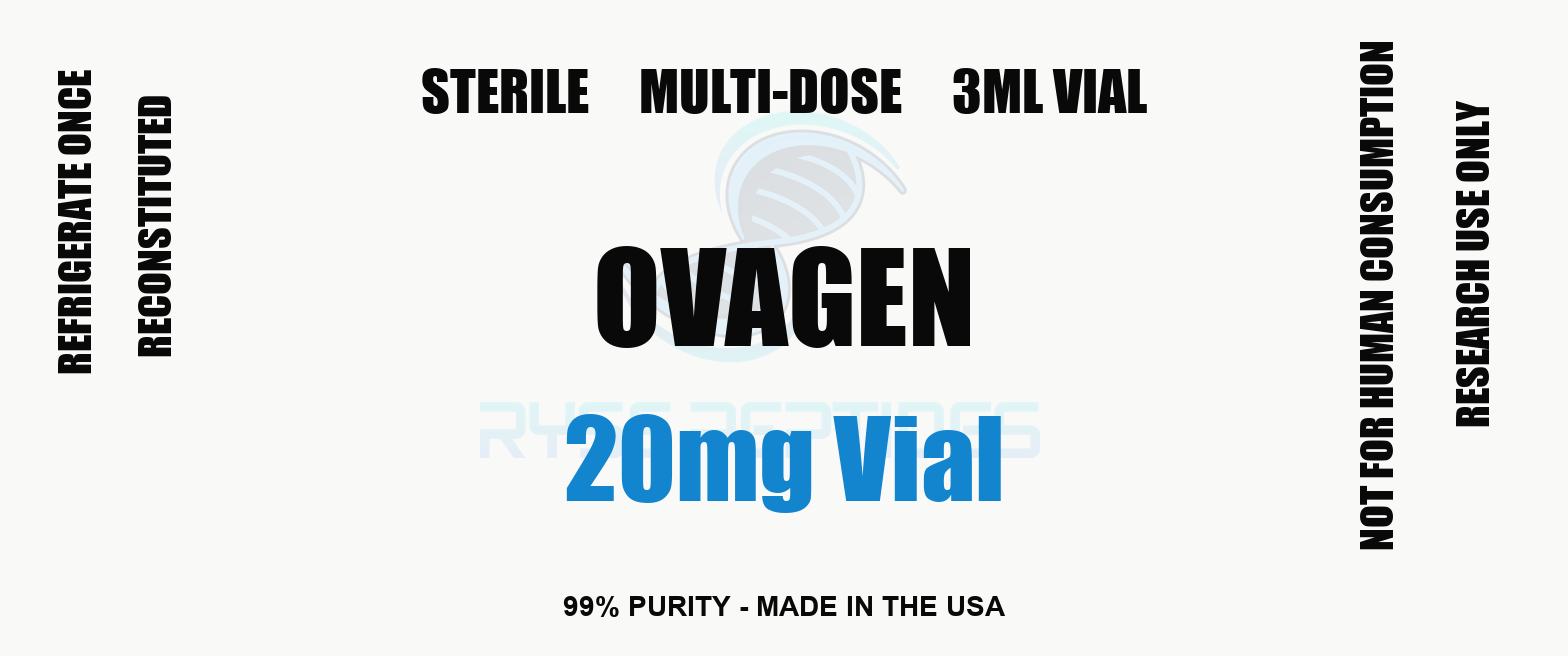 Ovagen 20mg Vial research compound label - Ryse Peptides
