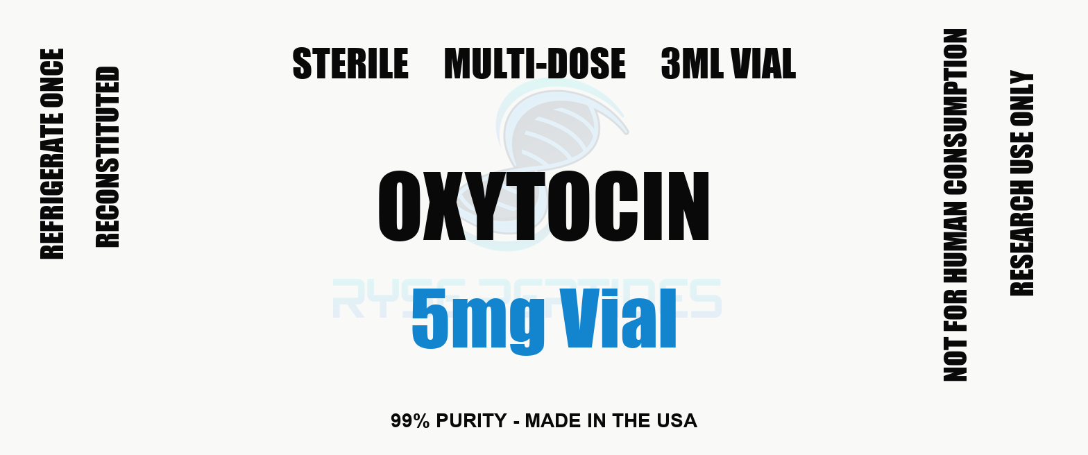 Oxytocin 5mg Vial research compound label - Ryse Peptides