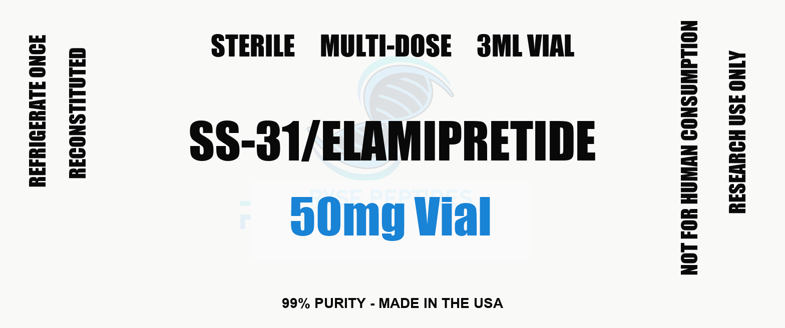 SS-31 50 MG 50mg Vial research compound label - Ryse Peptides