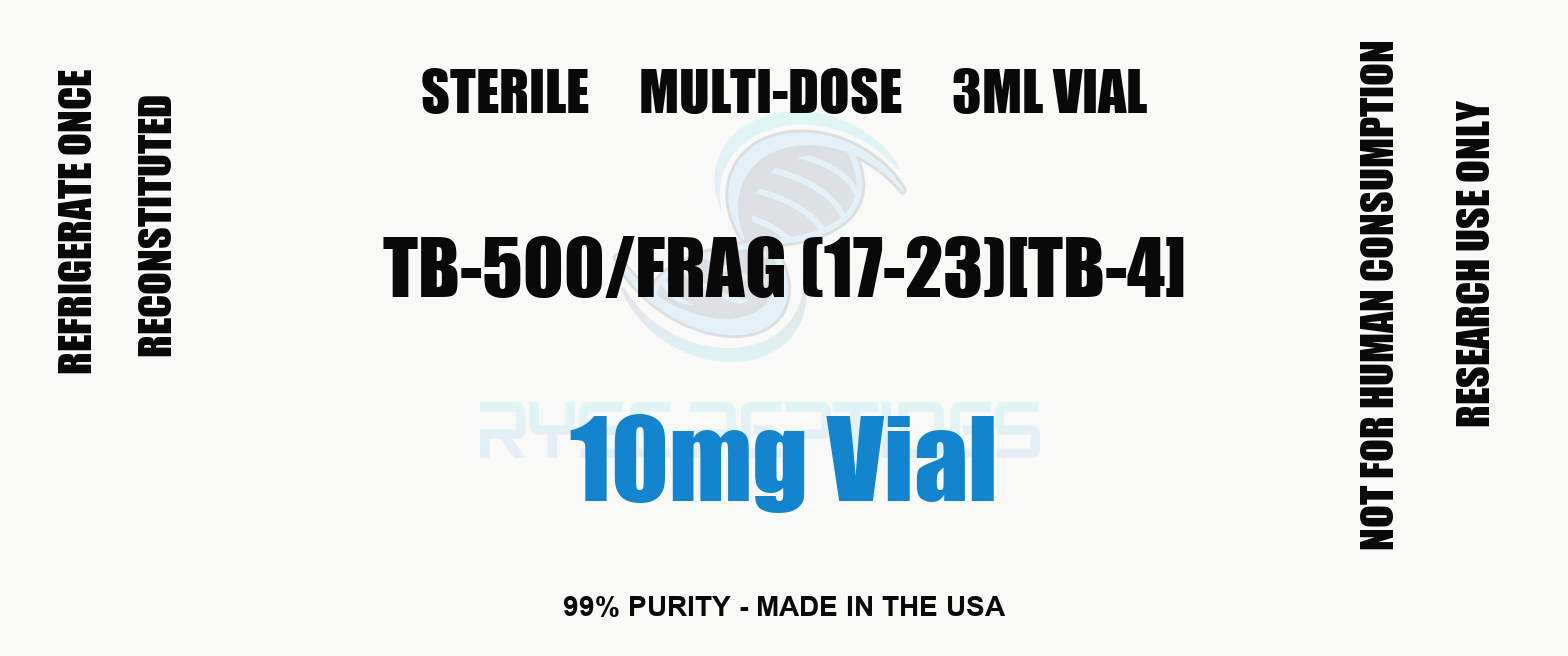 TB-500/Frag (17-23)[TB-4] 10mg Vial research compound label - Ryse Peptides