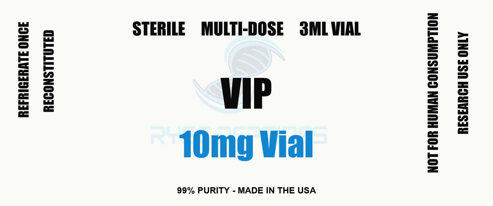 VIP 10mg Vial research compound label - Ryse Peptides